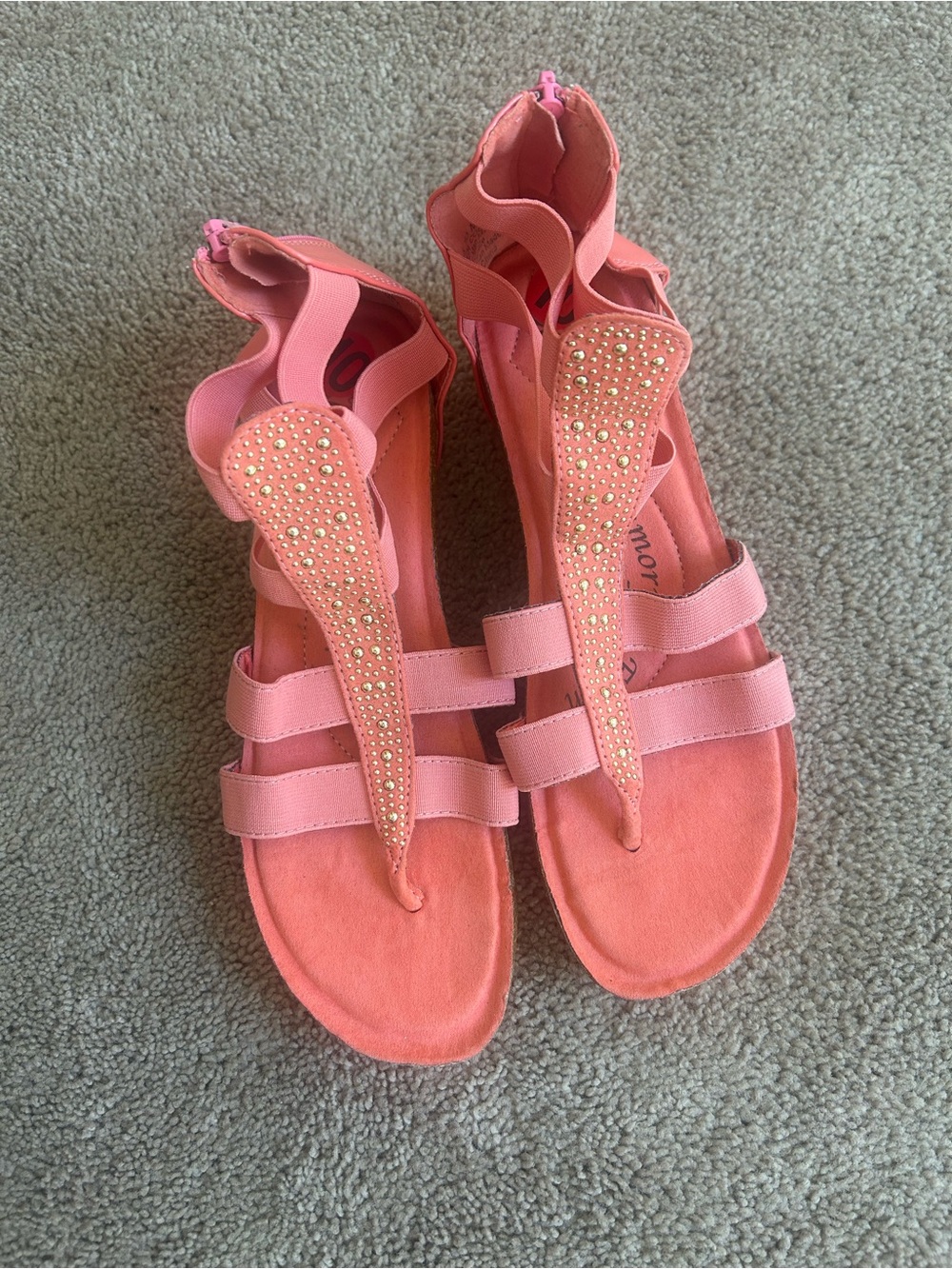 Coral Strappy Women's Sandals with Studded T-Front